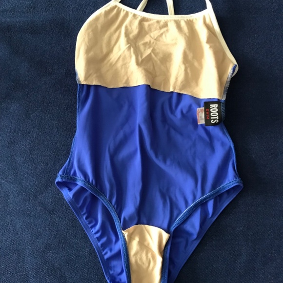 Roots Swim NWT Girls One Piece Swimsuit 12 Blue🇨🇦 - Picture 5 of 7